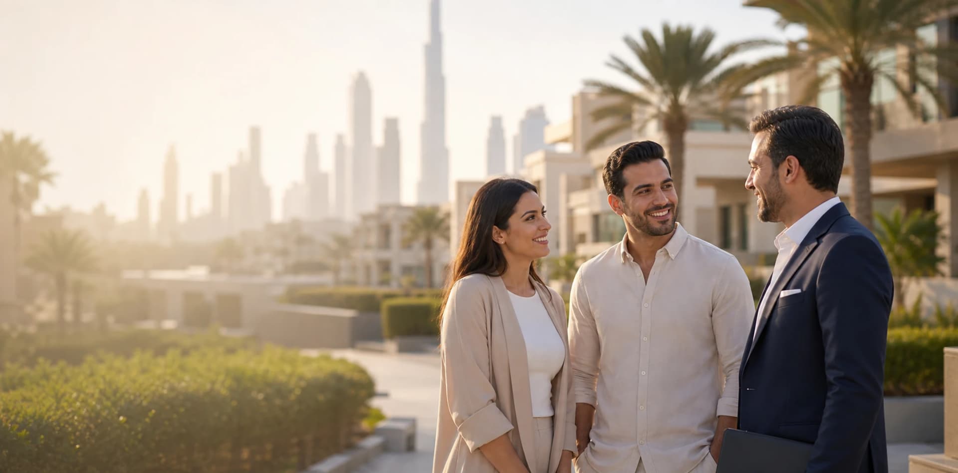 Dubai residential towers at golden hour